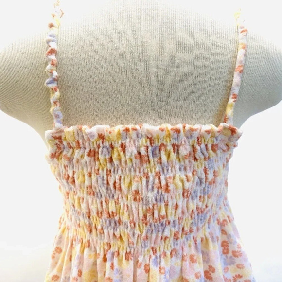 NWT SO Juniors Pullover Square Neck Terry Cloth Smocked Peplum Floral Tank Large - Picture 7 of 12